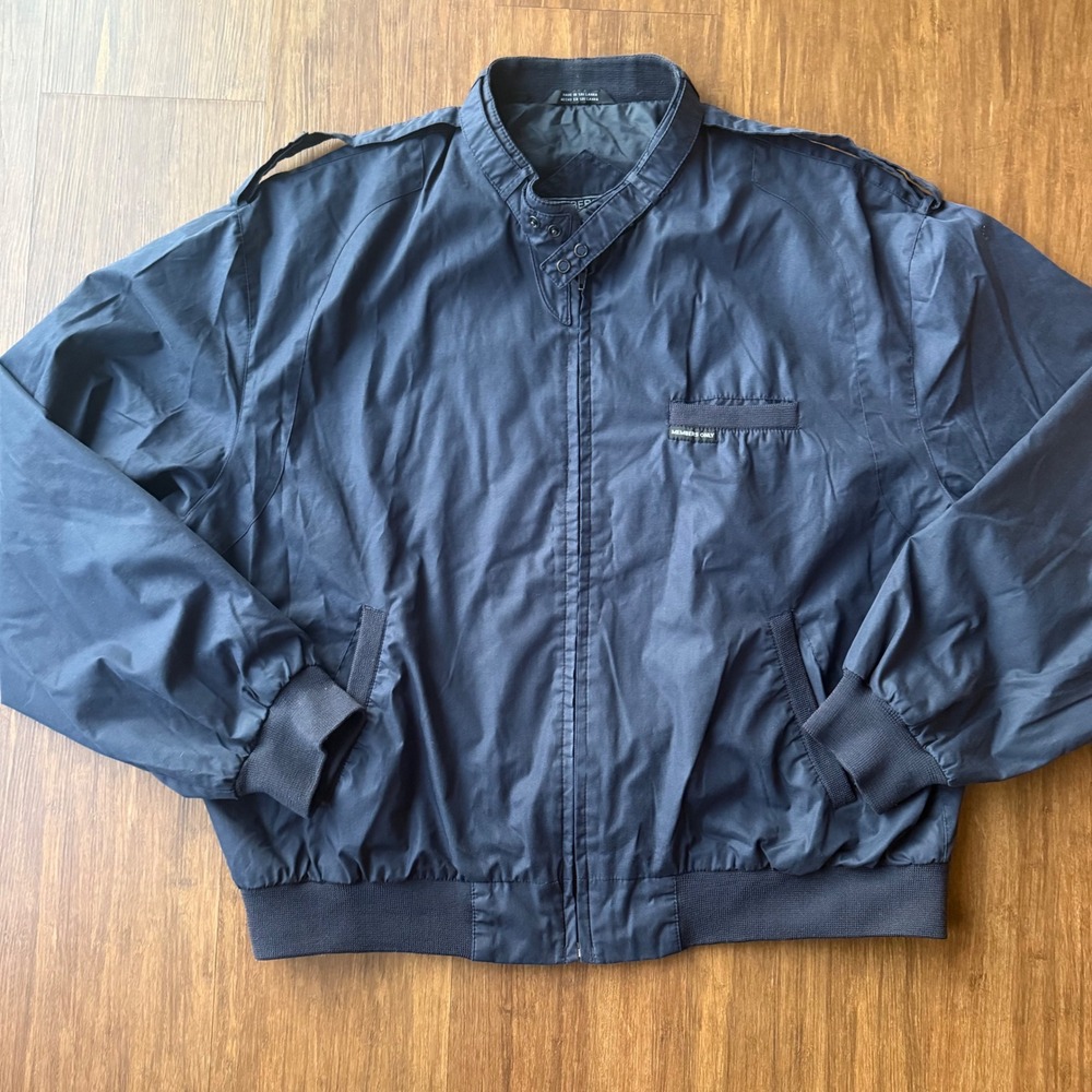 Members Only Iconic Jacket Cafe Racer Mens XL Navy Blue Bomber Coat Retro Vtg